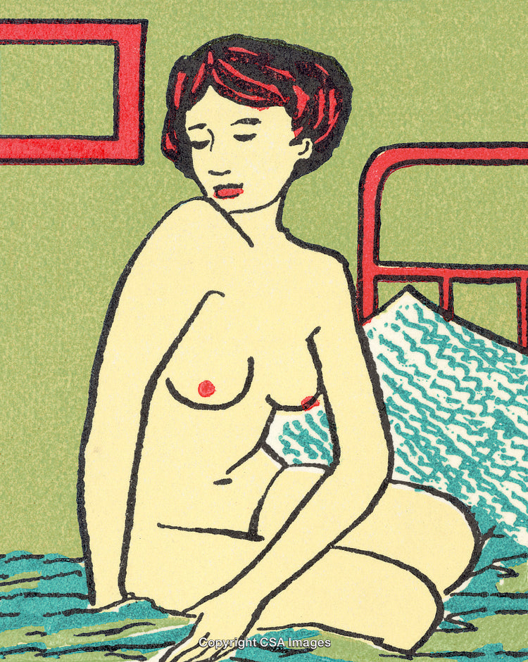 Artistic Interpretative Illustration of a Resting Person in Early Modernist Style