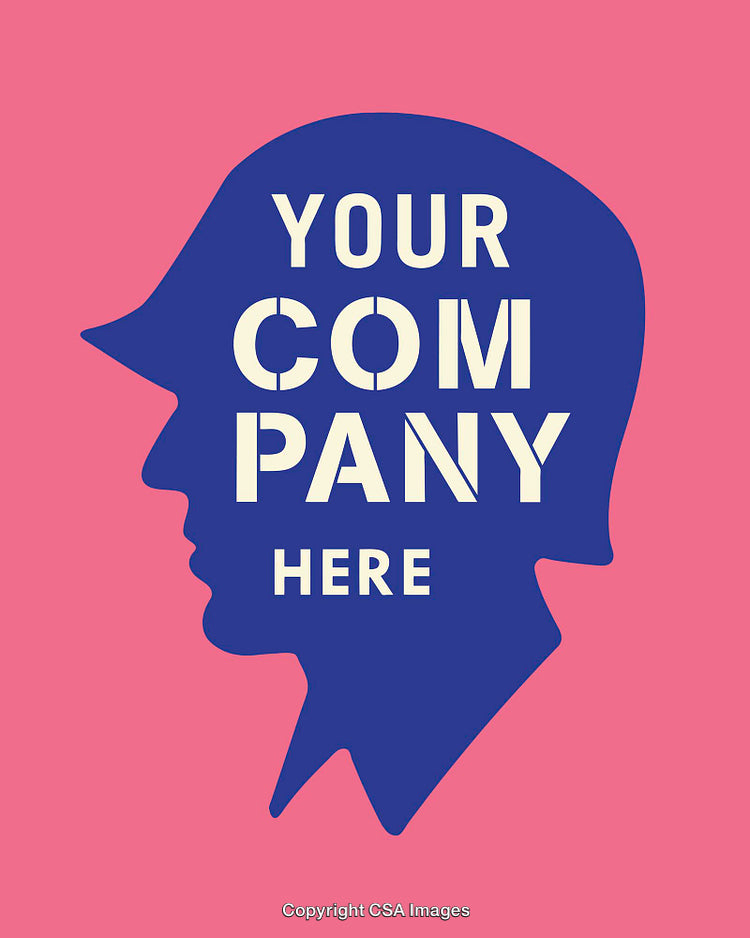 Minimalist Silhouette Design Featuring Customizable Company Branding Text on Vibrant Background