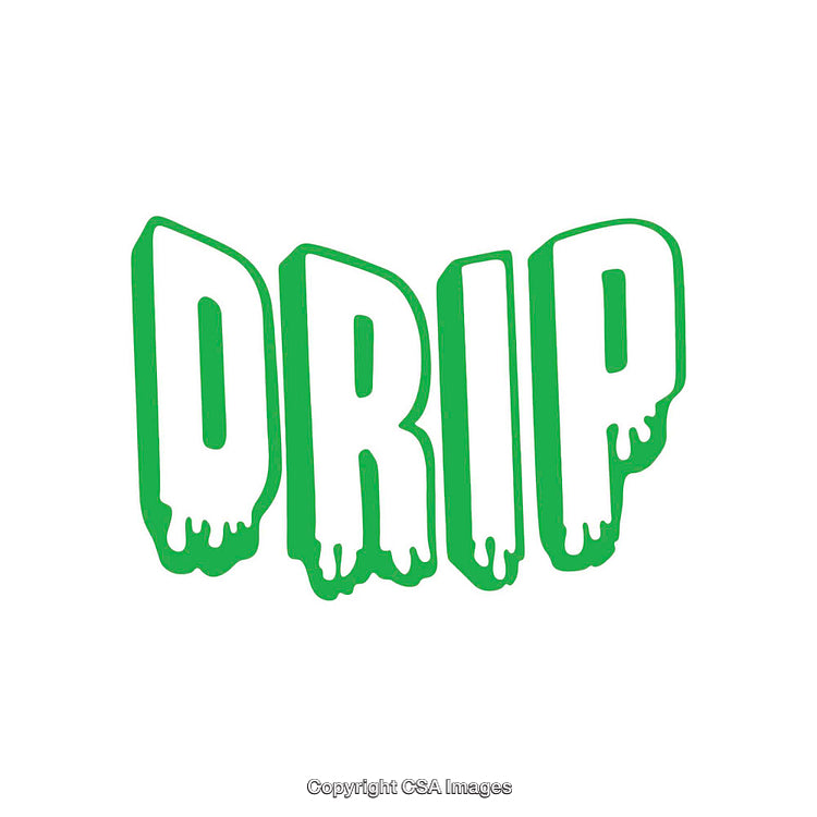 Green Drip Style Lettering Illustration on White Background