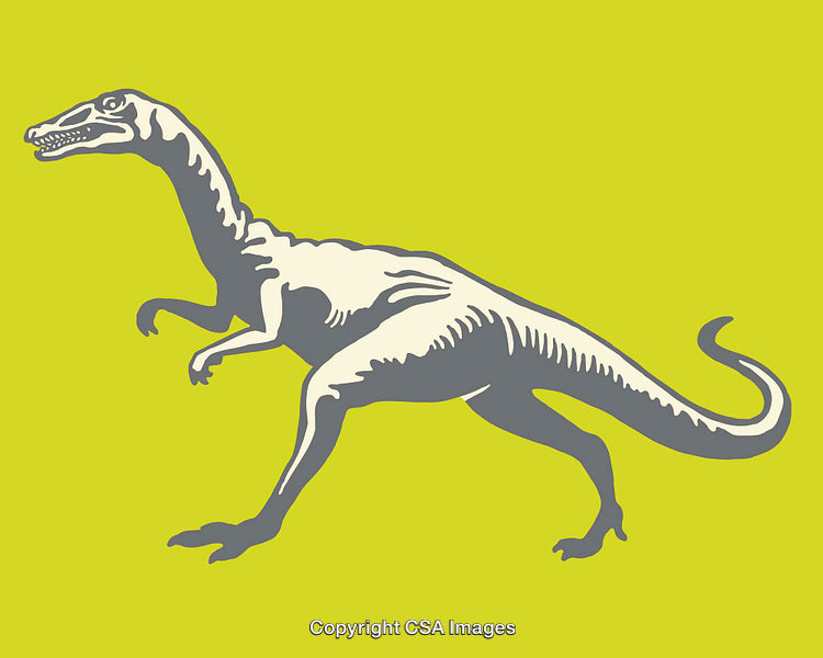 Colorful Line Art Illustration of a Dinosaur on Bright Background