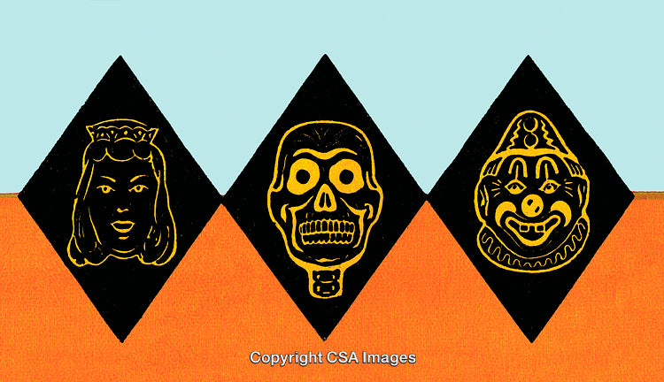 Abstract Illustration Featuring Three Iconic Faces in Geometric Framing