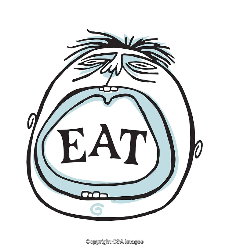 Bold Illustration Highlighting the Word 'Eat' Within a Stylized Open Mouth
