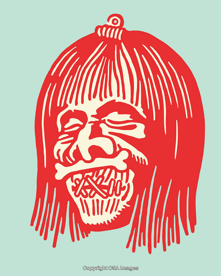 Colorful Line Art Illustration Featuring Abstract Design in Red and White Tones