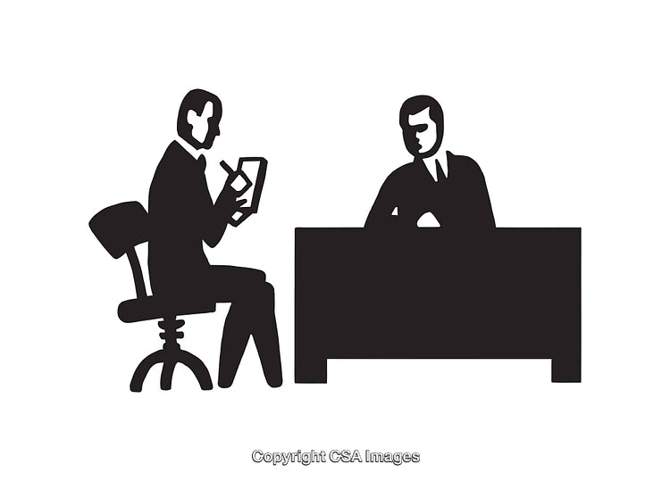 Black And White Line Art of a Professional Office Meeting Scene
