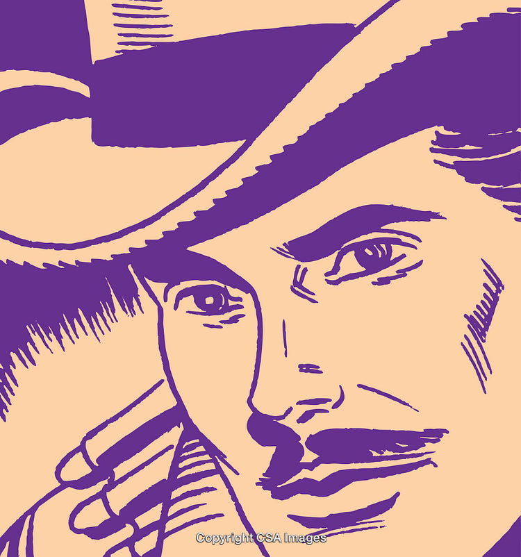 Vintage Style Artwork of a Man Wearing a Hat in Bold Colors