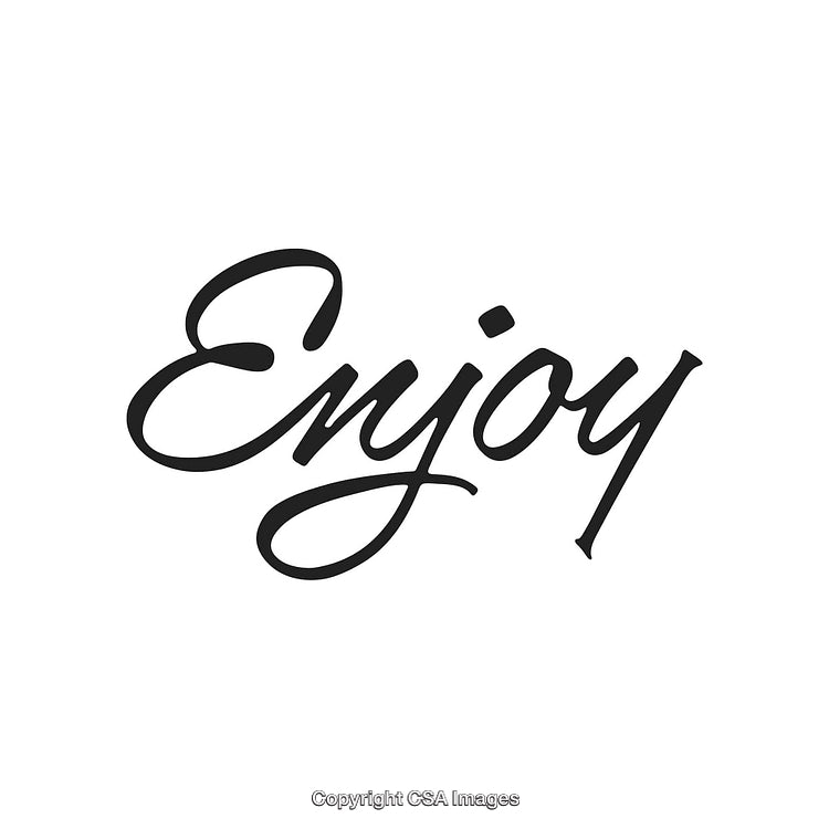 Elegant Handwritten Script of the Word Enjoy on a White Background