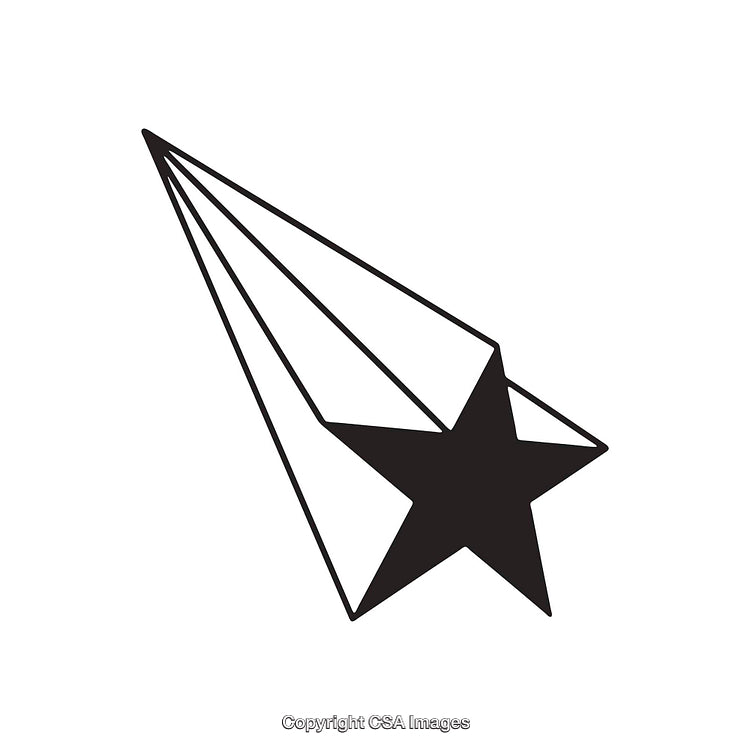 Black And White Shooting Star Illustration with Geometric Design