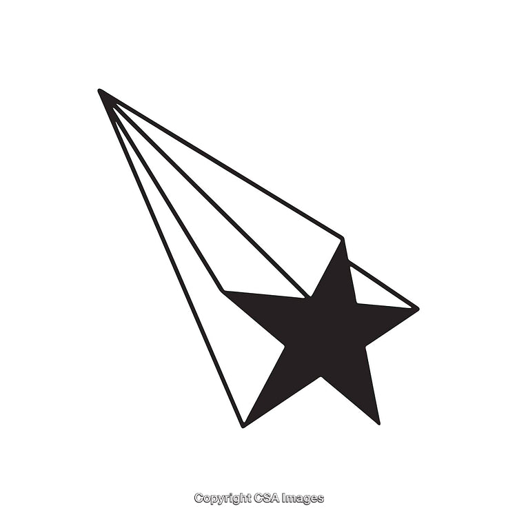 Black And White Shooting Star Illustration with Geometric Design