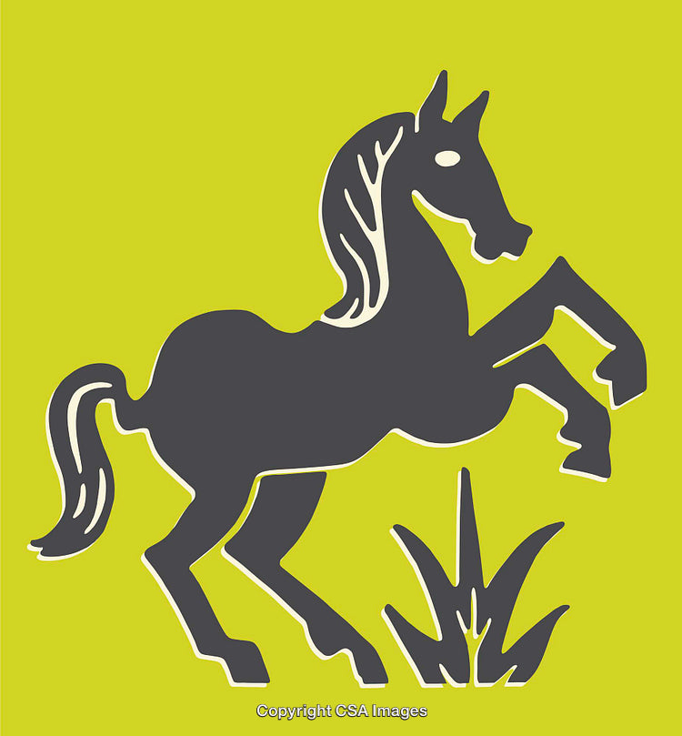 Silhouette of a Horse in a Dynamic Grazing Scene