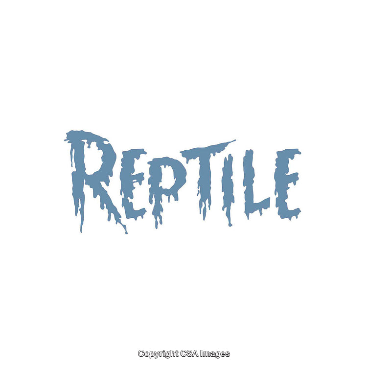 Blue Reptile-Themed Typography with Dripping Design on a White Background