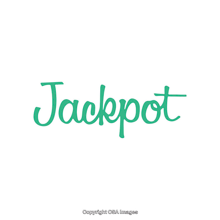 Green Handwritten Jackpot Text on a White Background