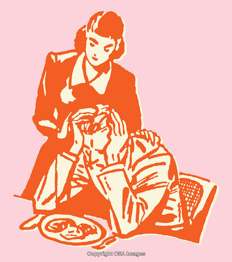 Colorful Line Art of Supportive Moment Between Two Individuals