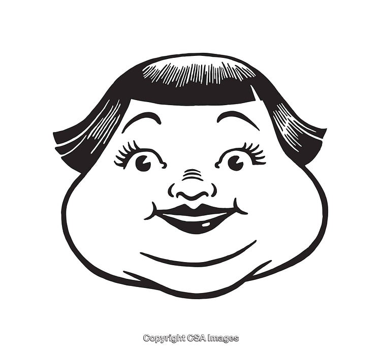 Retro Black and White Line Art Character Illustration