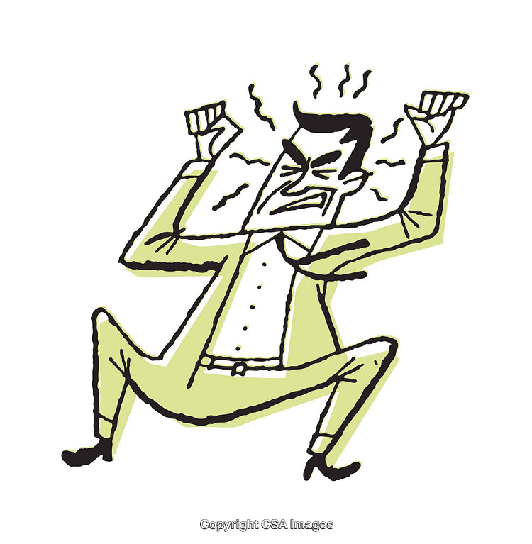 Cartoon Illustration of Angry Businessman Expressing Frustration and Anger