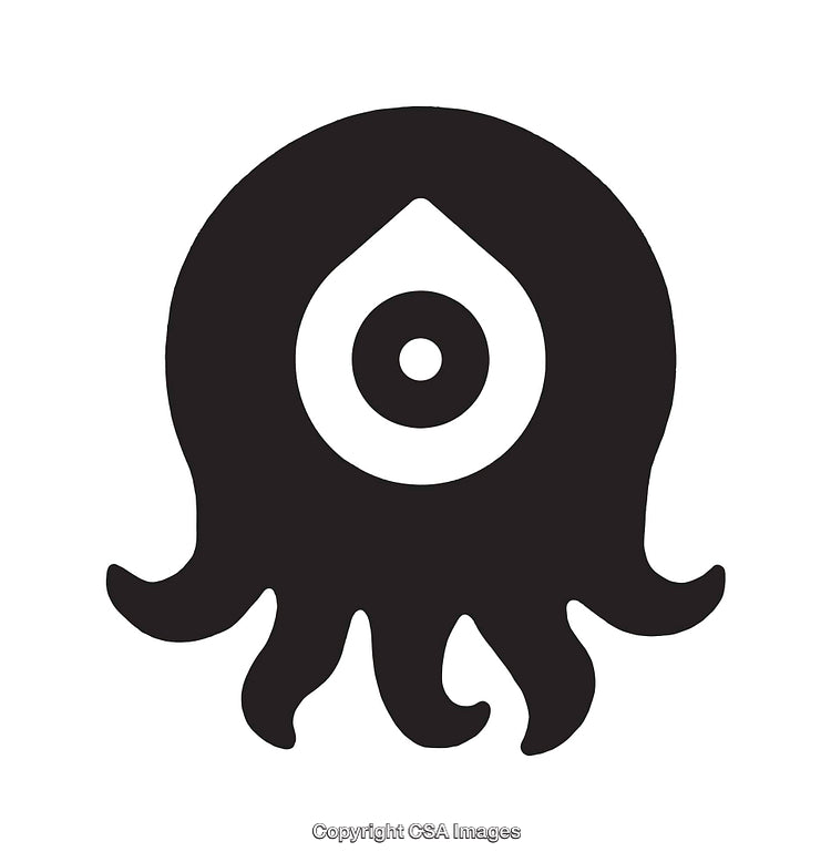 Minimalist Black and White Octopus Icon with Eye Design
