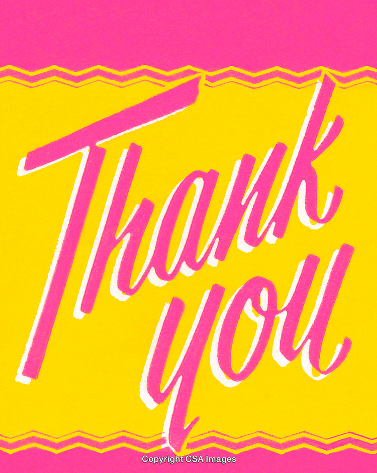 Bright Thank You Card With Vibrant Pink and Yellow Design