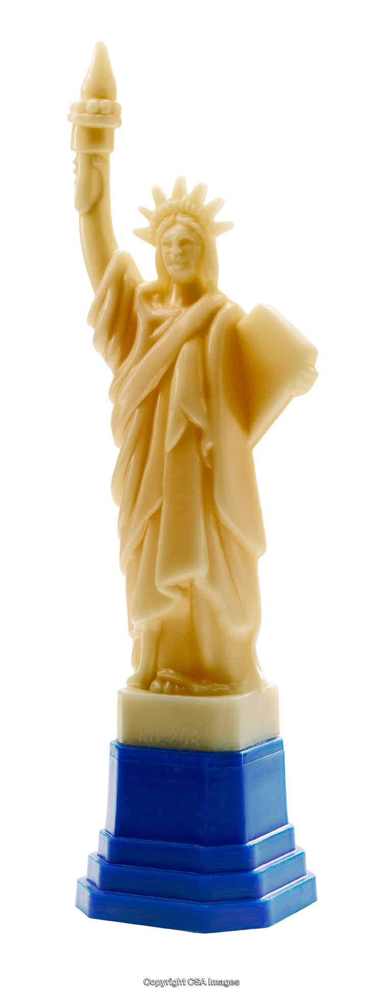 Small Statue of Liberty Model in Yellow and Blue Plastic Material