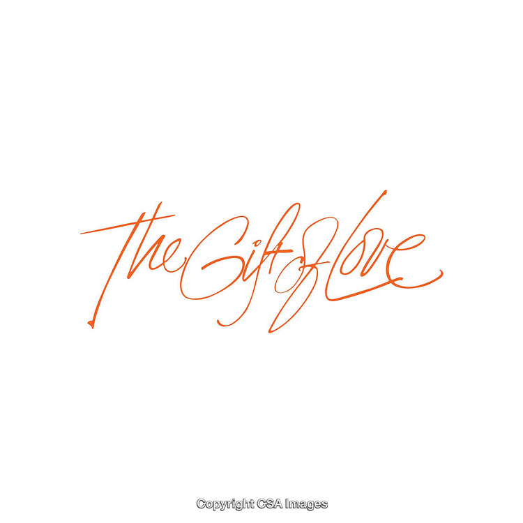 Calligraphy Style Text Art Featuring 'The Gift of Love' in Orange Font