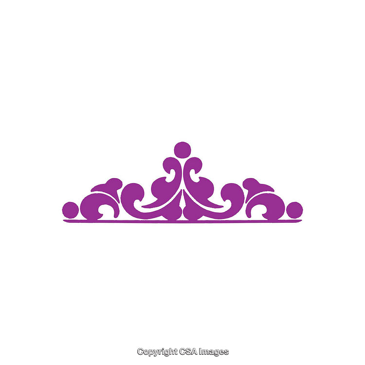 Elegant Floral Decoration with Ornamental Symmetry in Purple on White Background
