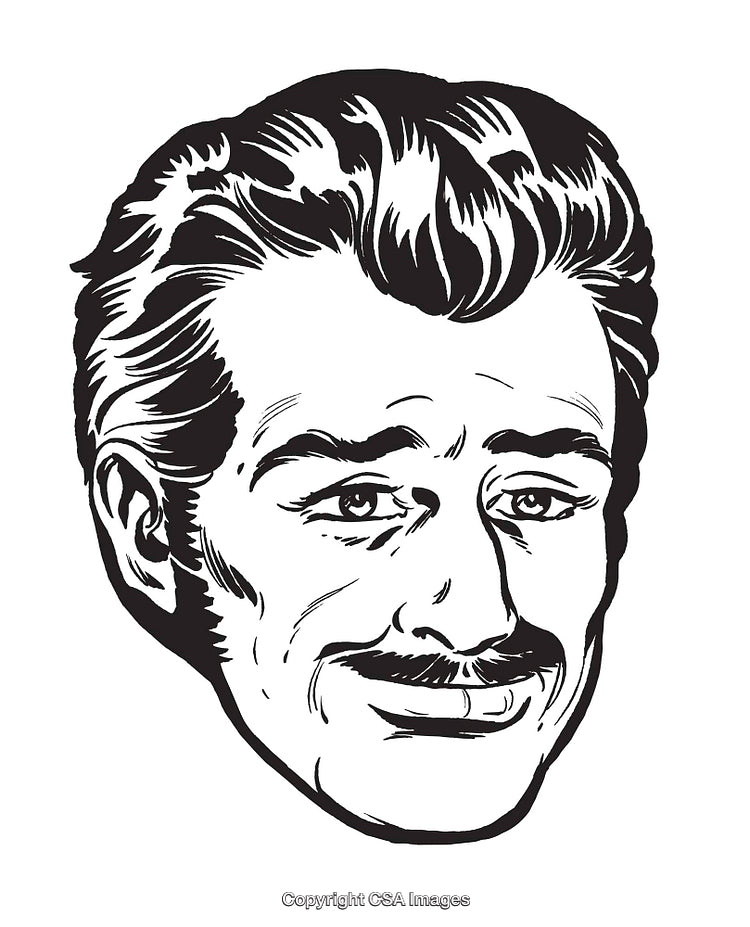 Retro Style Illustration of a Man with Mustache and Confident Expression