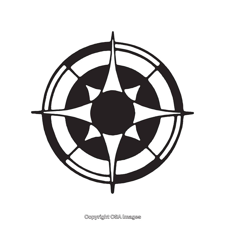Black And White Compass Rose with Minimalistic Design
