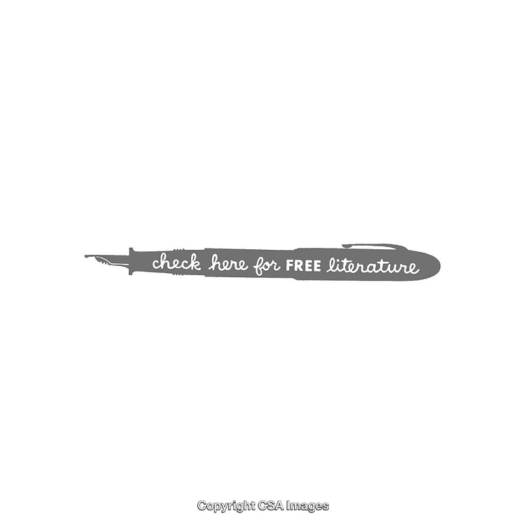 Monochromatic Artistic Illustration of a Pen Offering Free Literature