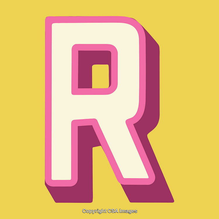 Colorful 3D Letter R on a Bright Yellow Background