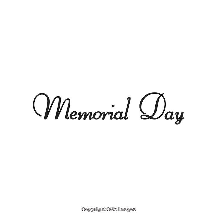 Elegant Black Memorial Day Text on a White Background