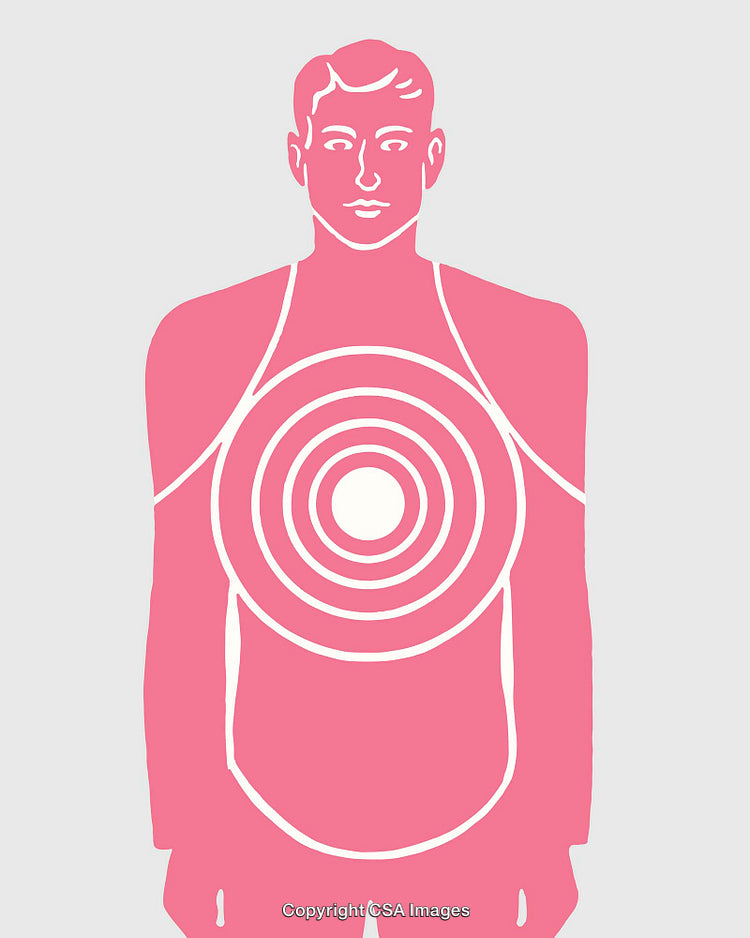 Pink Silhouette With Concentric Circle Pattern Centered in Chest Area