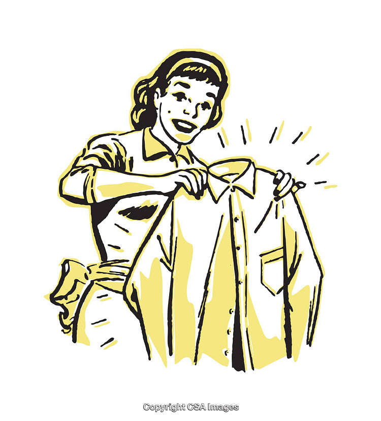Retro Style Illustration of a Woman Displaying a Tidy Shirt