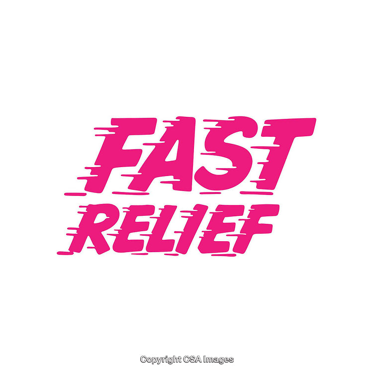 Fast Relief Concept Text with Speedy Design in Bright Pink Color
