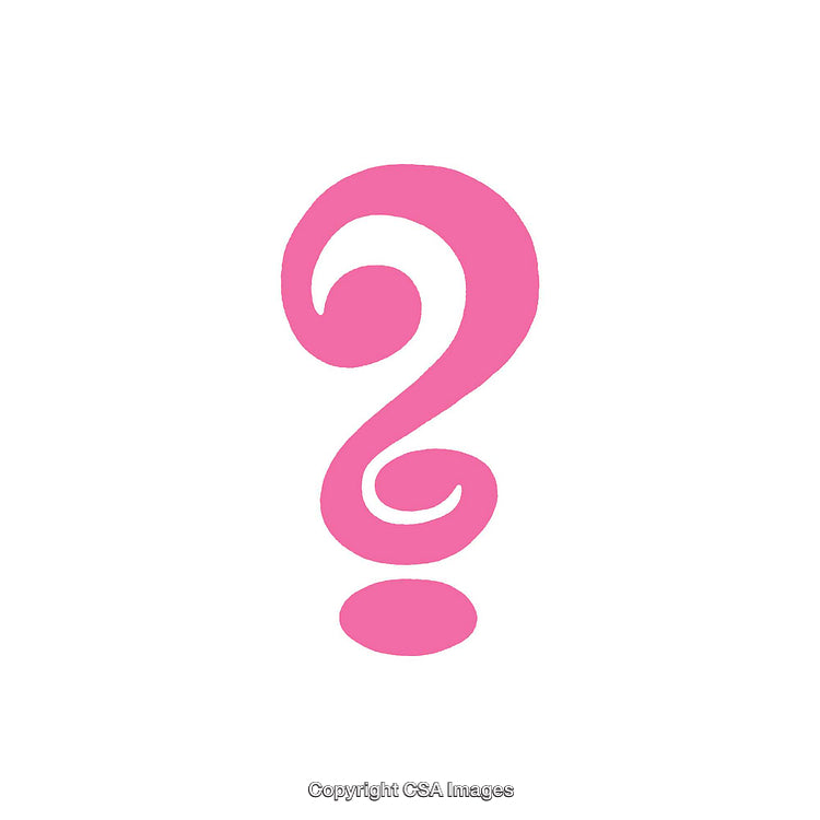 Stylized Pink Question Mark Graphic on a White Background