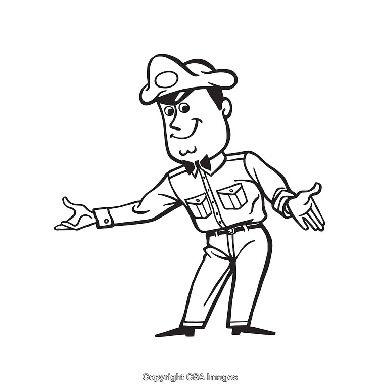 Retro Black and White Cartoon Character in Welcoming Gesture