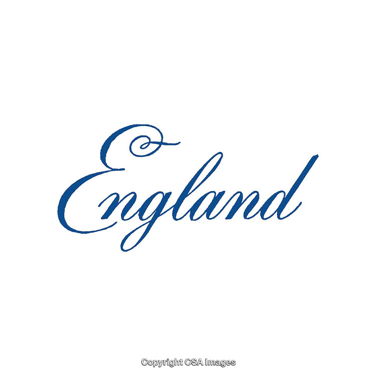 Elegant Blue England Script Logo on a White Background