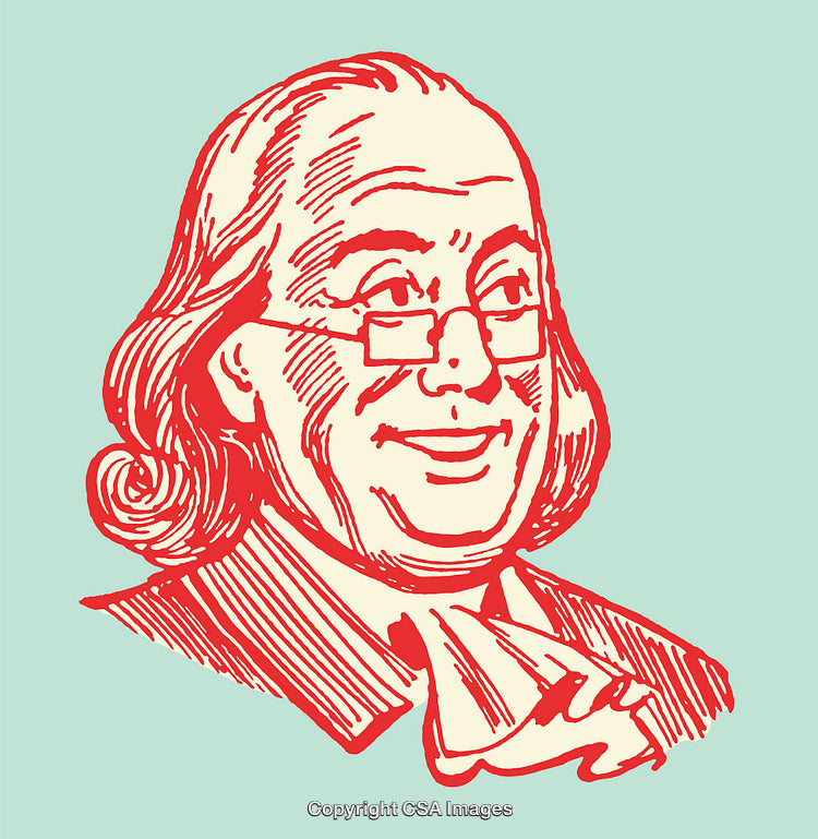 Colorful Line Art Illustration of a Historical Figure with Glasses