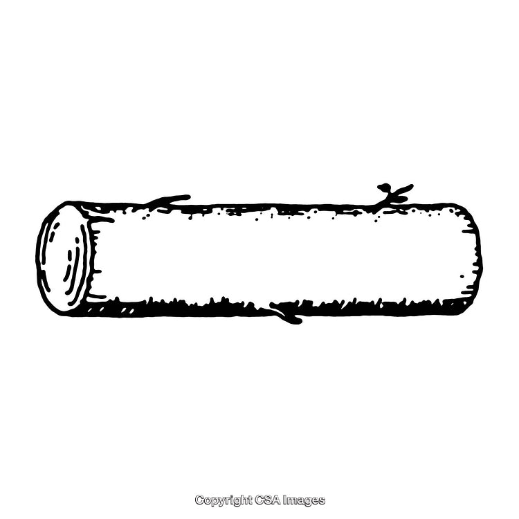 Detailed Black And White Illustration of a Rustic Wooden Log