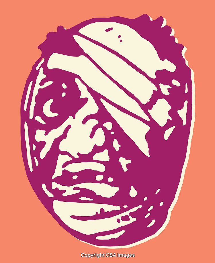 Abstract Illustration of a Vibrant Face in Two-Tone Color Palette