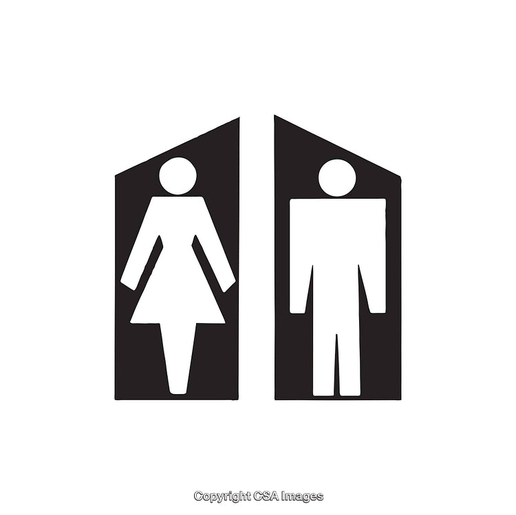 Black and White Male and Female Restroom Icon Symbols