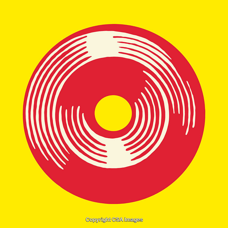 Red Circular Design on Vibrant Yellow Background
