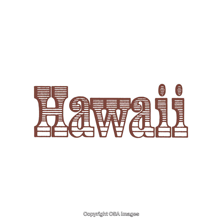 Hawaii Decorative Text in Vintage Style with Bold Brown Lettering