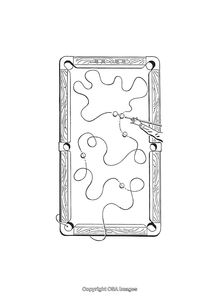 Creative Black And White Line Art of Abstract Pool Table Design