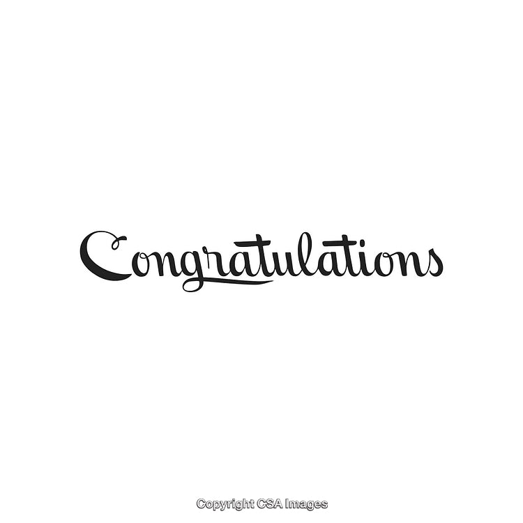 Elegant Handwritten Congratulations Text Design Art on White Background