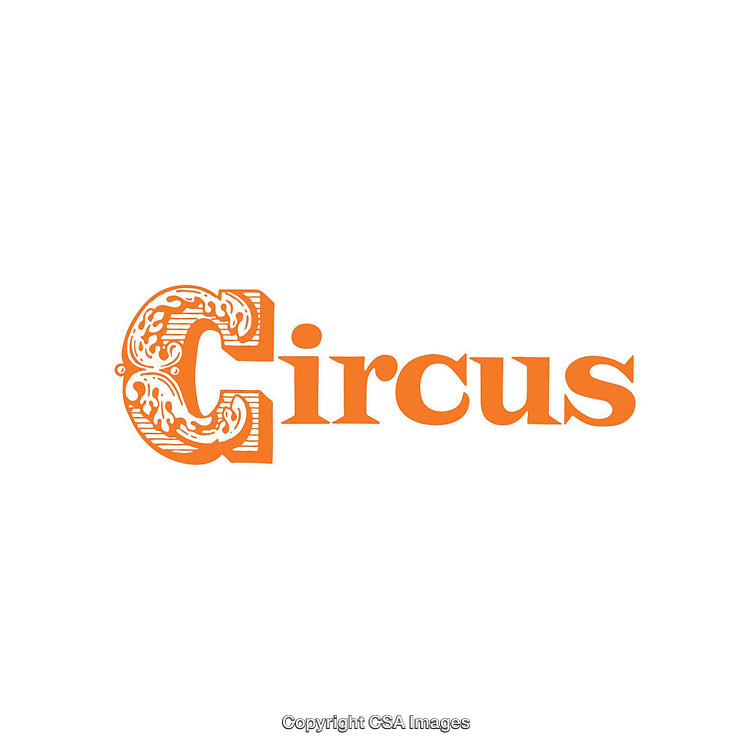 Orange Artistic Circus Text Logo with Decorative Typography