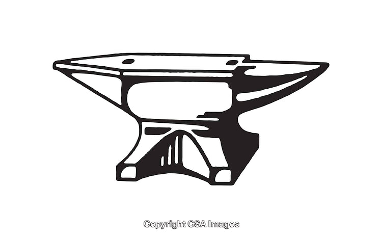 Black and White Anvil Line Art Illustration with Simple Design