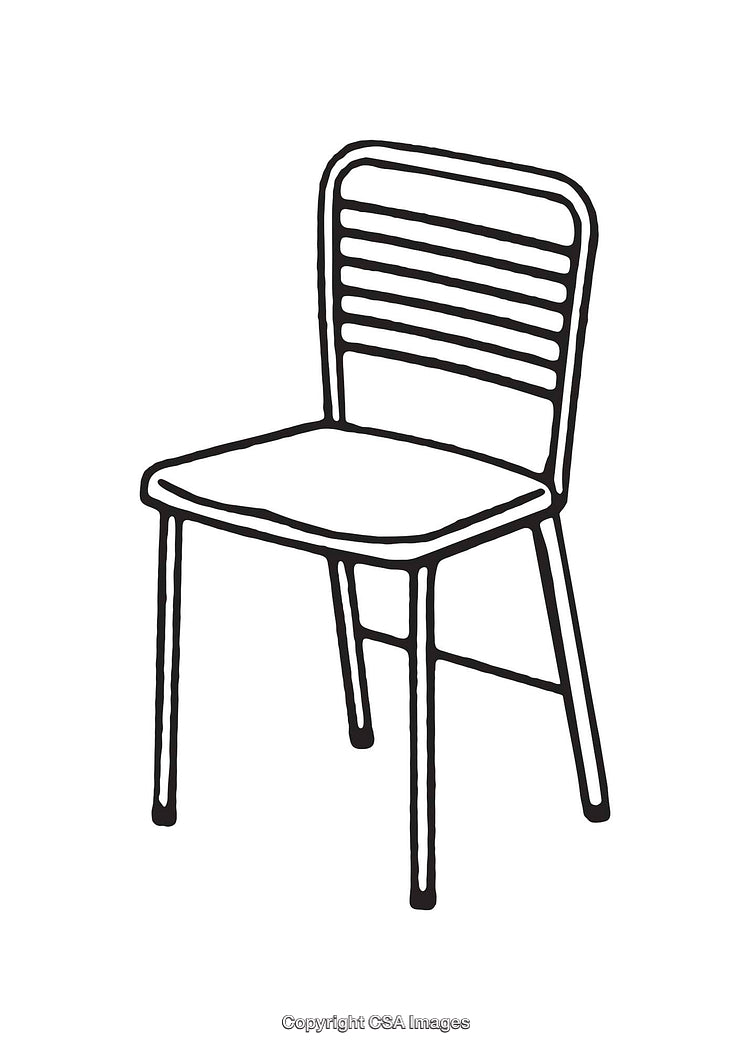Black and White Line Drawing of a Simple Chair