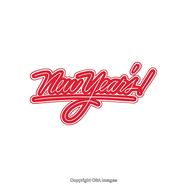 Red Decorative 'New Year's' Text on Clean White Background