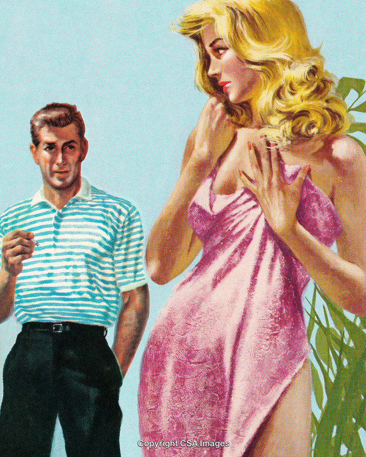 Elegant Couple in a Retro Style Flirting and Connecting Outdoors
