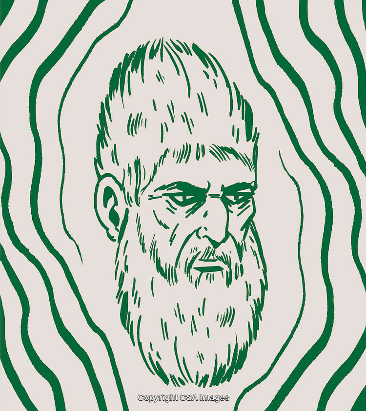 Hand-Drawn Illustration of a Bearded Man With Abstract Background Lines