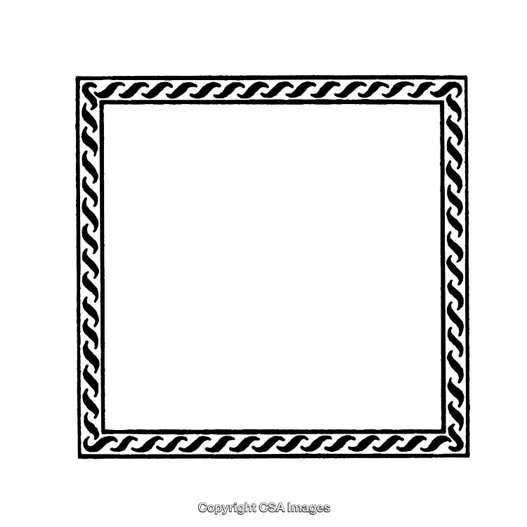 Ornate Black And White Square Frame With Decorative Border Design