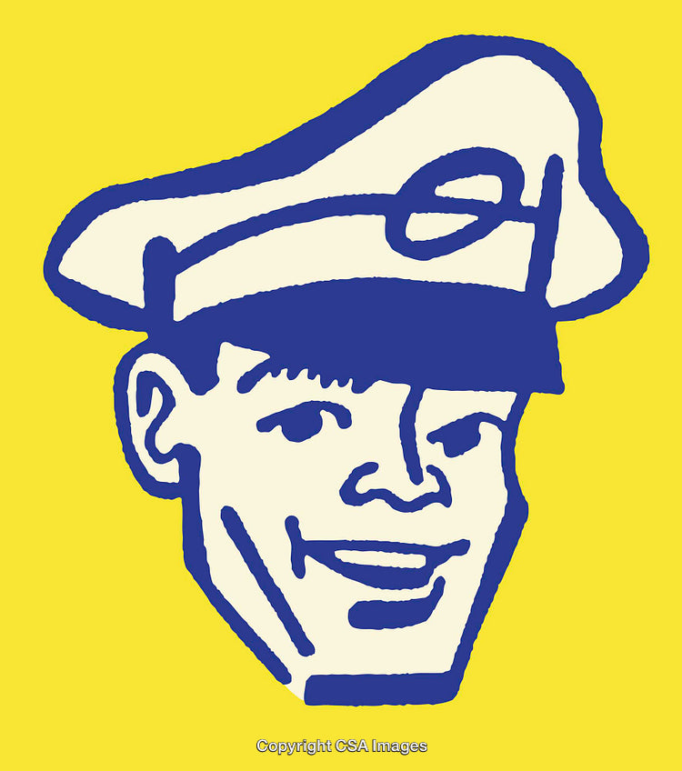 Vintage Style Illustration of a Smiling Character Wearing a Cap